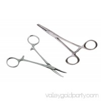 New 2pc Fishing Set 7" Straight + Curved Hemostat Forceps Locking Clamps   
